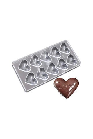 Polikarbon Çikolata Kalıbı Kalp İçi Love Yazılı Çok Renkli