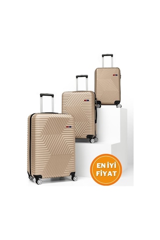 G&d Polo Suitcase Abs 3'lü Gold Lüx Valiz Seyahat Seti 600.06-set Altın
