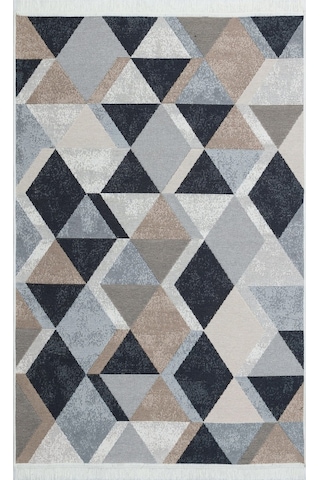 Eko Halı Arya Ar 10 Beıge Black Yıkanabilir Çift Taraflı Modern Desenli Dokuma Kilim