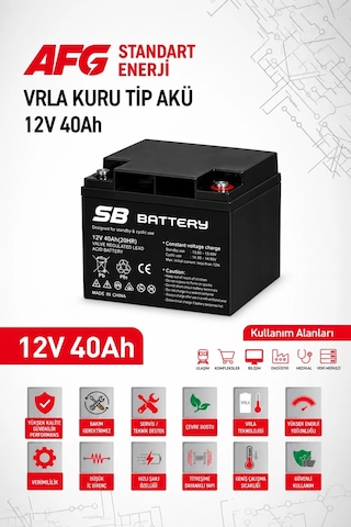 Sb Battery 12v 40ah Bakımsız Kuru Akü