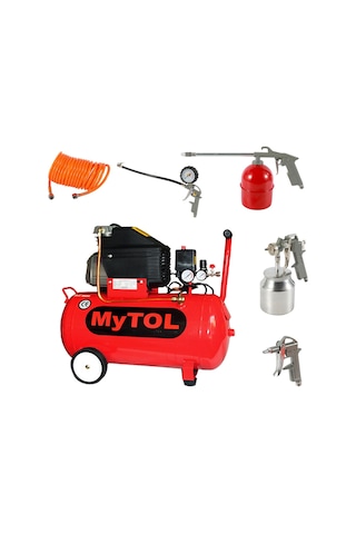 Mytol 50 Litre Hava Kompresörü 2 Hp 8 Bar Ve 5li Havalı Set