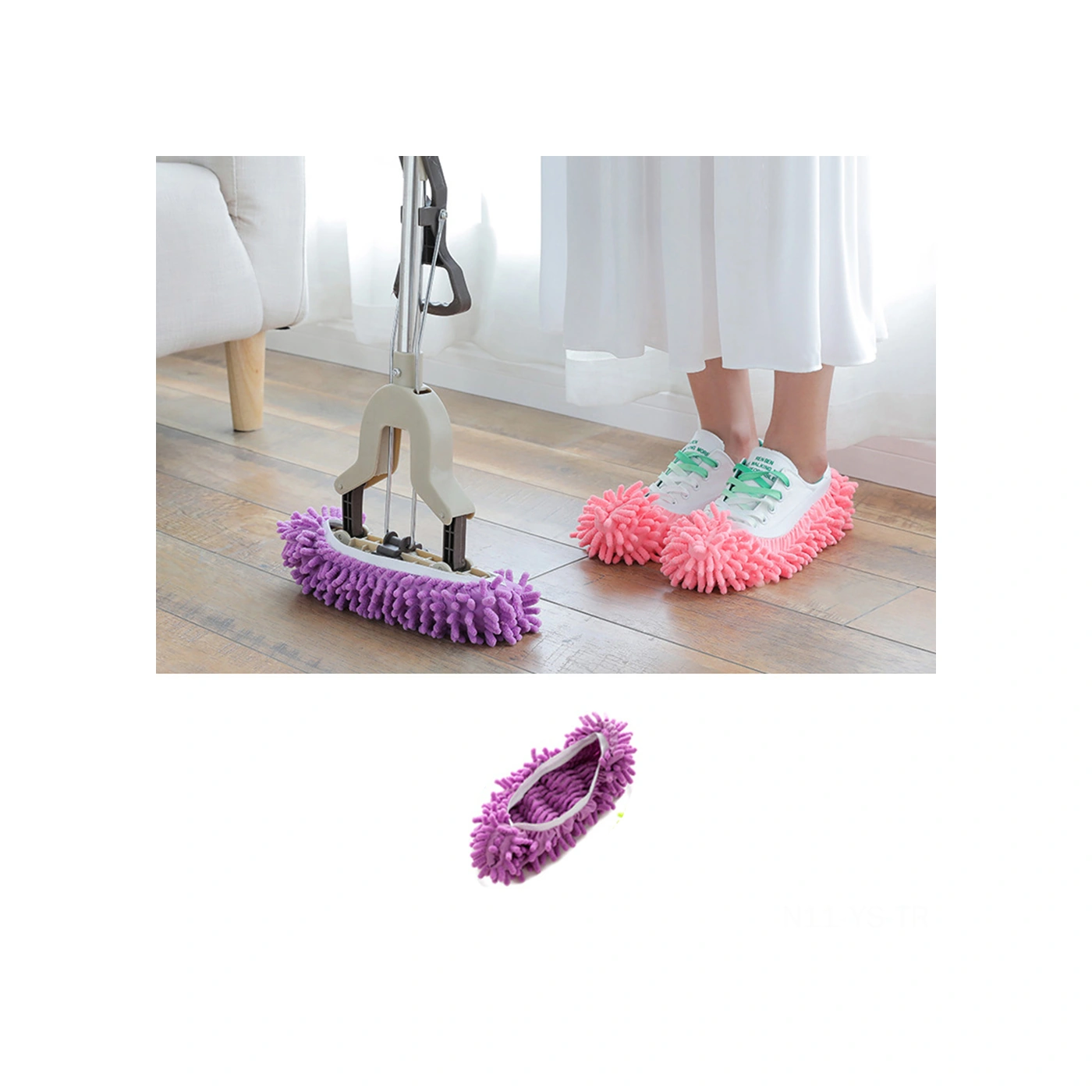 Yunboo Mor Mikrofiber Chenille Temizlik Ayakkabı Kılıfı - Yıkama Eliptir, Kolay Kullanim, Su Absorpsiyonu İyi, Tek Adet