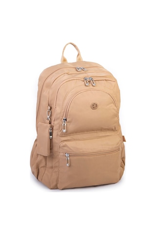Nas Bag Unisex Büyük Boy Hafif Çok Gözlü Sırt Çantası Kum Kum - Bej