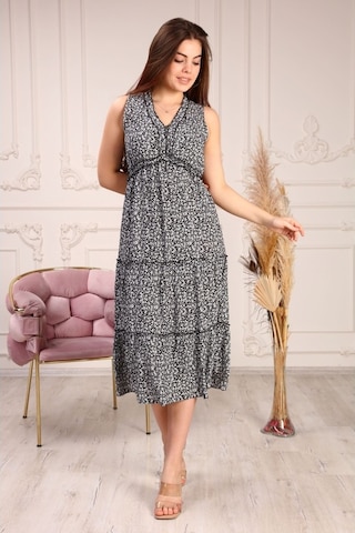 Aymeravm - Çiçek Desenli Yakası Fırfırlı Kadın Elbise - Hel74... (546205442)