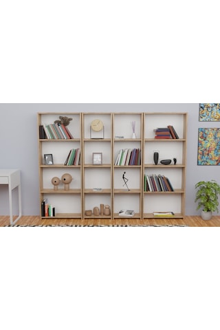 5 Raflı Kitaplık Seti Arkalıklı 2 Dar 2 Geniş Raf Kütüphane 170 C