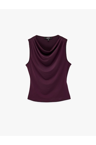 Koton Slim Fit Kolsuz Drapeli Degaje Yaka Atlet Mürdüm 7wak10101ek Mor