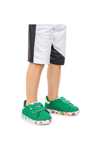 Kiko Kids Perforated Cırtlı Işıklı Erkek Bebek Spor Ayakkabı Yeşil