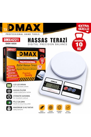Dijital Hassas Terazi Lcd Led Ekran Otomatik Kapanma Pilli Çalışma Hassas Ölçüm Kod :dmx4221 Beyaz