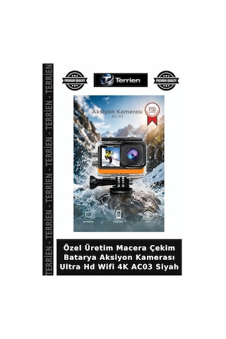 Özel Üretim Macera Çekim Batarya Aksiyon Kamerası Ultra Hd Wifi 4k Ac03 Siyah