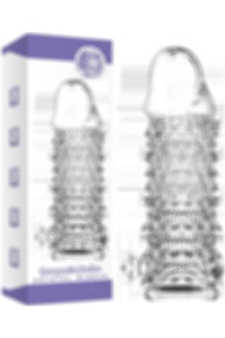 Truva Shop Criystal Sleeve Realistik Tırtıklı Uzatmalı Penis Kılıfı Şeffaf Fantezi Kılıf