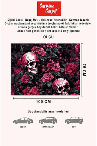 Dijital Baskı Dekoratif Kuru Kafa Desen Araba Bagaj Matı Yıkanabilir Bagaj Havuzu