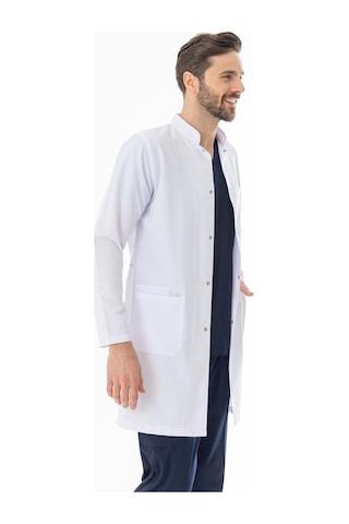 Hakim Yaka Erkek Doktor Önlüğü Alpaka Kumaş Uzun Boy Beo103 Beyaz