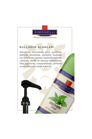 Simonelli Kahve Şurubu| Nane Aromalı | 70 CL | + Pompa Simonelli