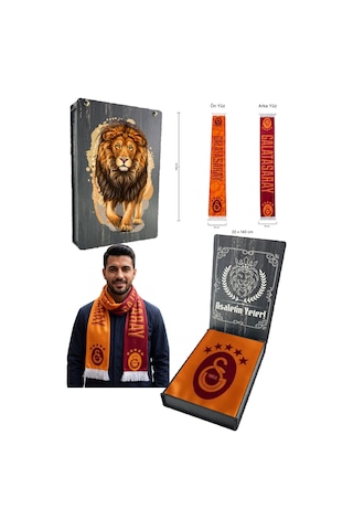 Galatasaray Lisanslı Sarı Kırmızı Şal Atkı Uv Kutu Kırmızı - Sarı