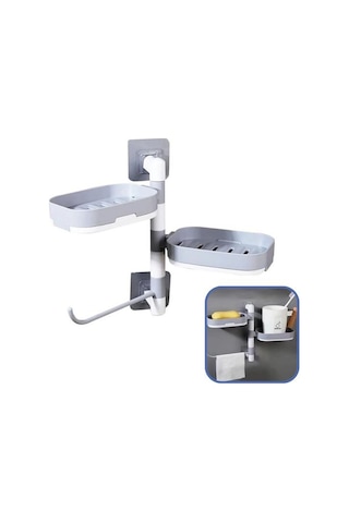 Çoklu Sabun Tutucu Fonksiyonel Banyo Sabunluk Siyah