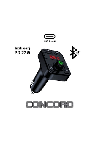 Bluetooth Araç Kiti Fm Transmitter Mp3 Sd Kart Flash Bellek Çakmaklık Girişi Pd 23w Hızlı Şarj 3.1a