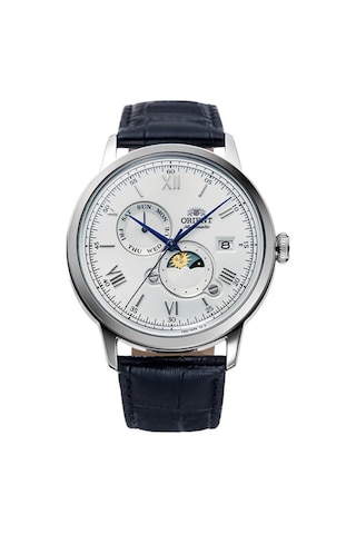 Orient Kurmalı Otomatik Deri Siyah Beyaz Kadran Sun&moon 42 Mm Erkek Kol Saati