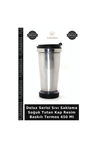 Delux Serisi Sıvı Saklama Soğuk Tutan Kap Resim Baskılı Termos 450 Ml Çok Renkli