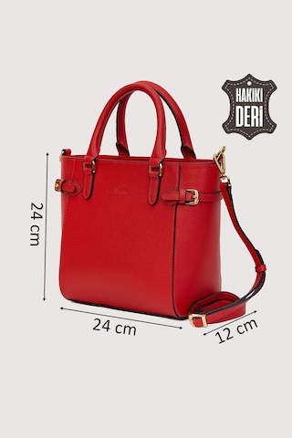 Hakiki Deri Kadın El Çantası Kırmızı Smr7922 Kırmızı