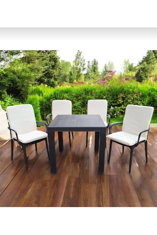 Sandalye Minderi Büyük Arkalıklı Yıkanabilir Fermuarlı Lastikli 6'lı Krem Bej 4 Cm Sünger Bej