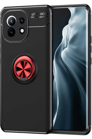 Xiaomi Mi 11i Kılıf Zore Ravel Silikon Kapak Siyah-Kırmızı