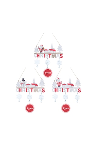 Reedark Noel Ahşap Kapı Süsü - Renkli Duvar Ve Ağaç Dekoru 19x22cm