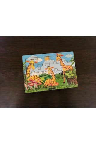 Zürafalar 16 Parça Eğitici Öğretici Ahşap Çocuk Puzzle Yapboz Bebek Çocuk Oyuncak
