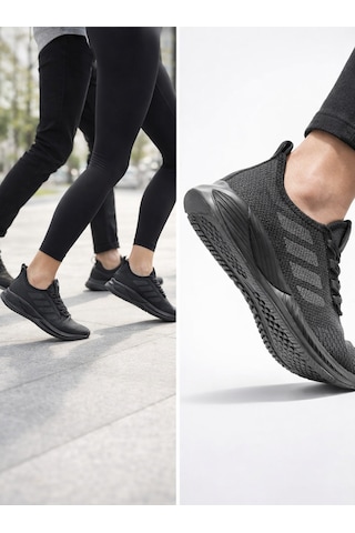 Lyoraflex Yazlık Unisex Spor Ayakkabı Ultra Hafif, Nefes Alan Siyah - Beyaz - Siyah