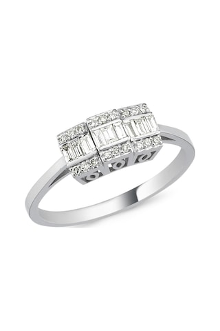 Nadias Jewellery Baget Pırlanta Tria Yüzük