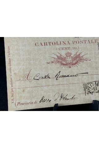 İtalya Antiye 1891 Yıllından Postadan Geçmiş Cartolina Postale Dieci Centesimi 10 Cent Kendinden Pullu