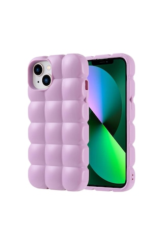 Zore Apple Uyumlu iPhone 13 Kılıf Parlak Esnek Silikon Dom Dom Kapak - Pembe Pembe