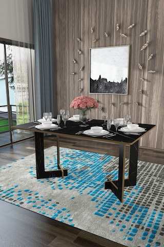 Asra Trend %100 Mdflam Yemek Masası Ym-02 Royal Mermer Mermer