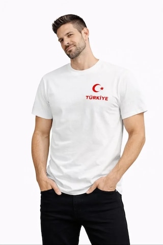 Modi Erkek Türkiye Ay Yıldız Baskılı Taraftar Forma T-shirt - Beyaz Açık Beyaz