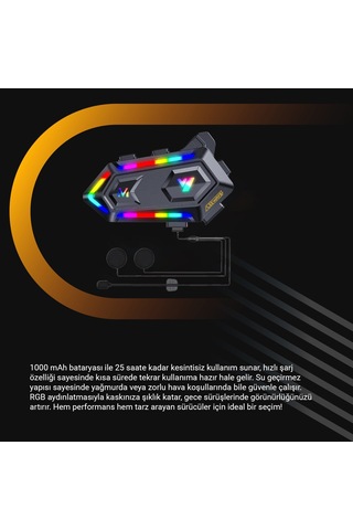 V20 Bt 5.3 Motosiklet Kurye Kask Kulaklık Intercom Rgb Eşleşme Yoktur