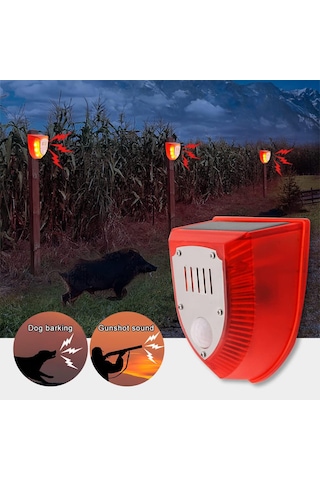 Pm26953 Hareket Sensörlü Solar Alarm Havlama Ve Silah Sesi Alarm Sireni Güneş Enerjili Hayvan Kovucu