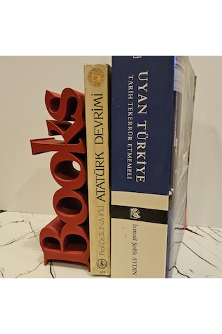 Kitap Tutucu Books Yazılı 3d - Kırmızı-