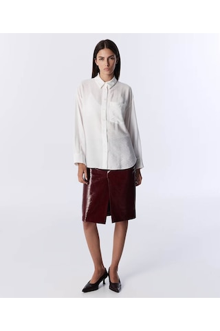 Twist Cepli Basic Ekru Kadın Gömlek Tw6250025081 Ekru