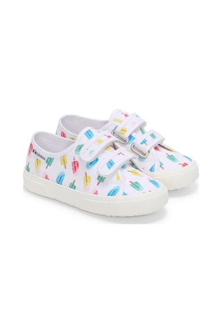 Superga 3750 Kids Straps İce Lolly Print Leggera Çocuk Unisex Beyaz Bileksiz Sneaker Beyaz-447