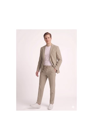 Modmen İtalyan Kesim Slimfit Erkek Takım Elbise Çizgili Bej