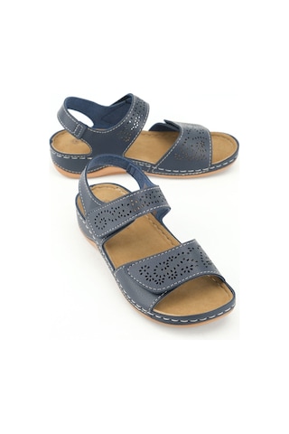 Gezer Yazlık Kadın Suni Deri Cırt Cırtlı Ayarlanabilir Sandalet Gk1yze.00186.02.013.g8 Lacivert