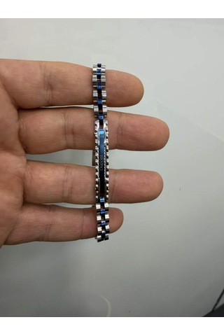 Dupont Mılano Dm-sb-009-sbl06 Gümüş Lacivert Renk Erkek Çelik Bileklik Gümüş - Lacivert