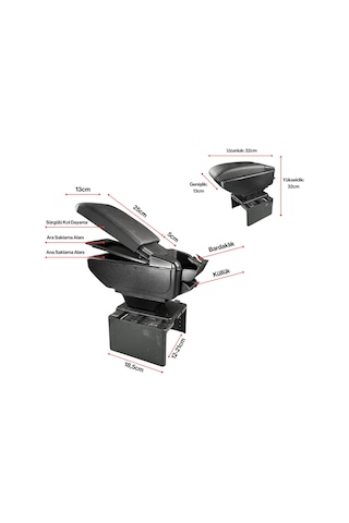 Universal Her Araca Uyumlu Sürgülü Kol Dayama Kolçak Bardaklık Ve Küllüklü