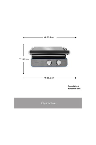 Homend Grilliant 1344H Inox 2000 W Gövdeli Döküm Plakalı Tost ve Izgara Makinesi