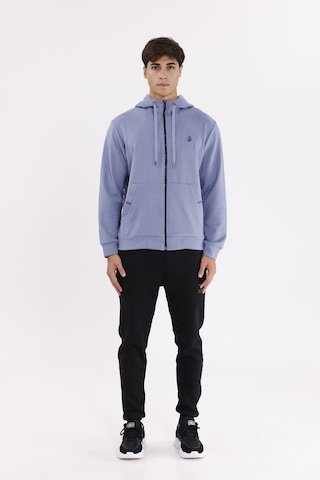 Rowinger Metal Uçlu Kordonlu Tam Fermuarlı Bölmeli Ön Cepli Küçük Nakış Logolu Rahat Kalıp Mevsimlik Kapüşonlu Sweatshirt Lightblue