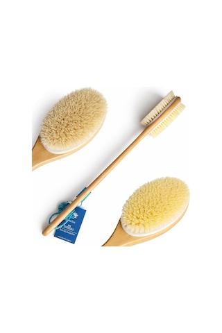 Sırt Ve Vücut Temizleme Fırçası - 2 Taraflı Sert & Yumuşak Lifli, Bambu Uzun Saplı 43cm , Ölü Deri Ve Gözenek Temizleyici, Pürüzsüz Ve Canlı Cilt İçin İdeal