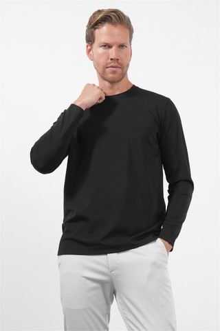 İmza Siyah Bisiklet Yaka Uzun Kol Örme Standart Fit Esnek Sweatshirt 1013260150