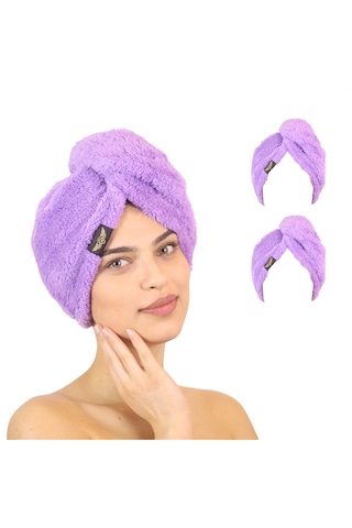 2'li Paket Mikrofiber Saç Havlusu 2 Düğmeli Saç Kurutma Bonesi Baş Havlusu Mor 2'li Paket Mikrofiber Saç Havlusu 2 Düğmeli Saç Kurutma Bonesi Baş Havlusu Mor