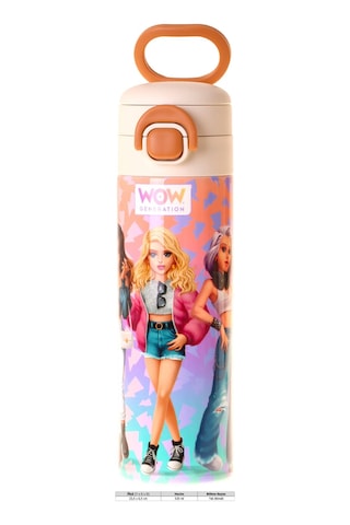 Wow Generation 520 Ml Shine Baskılı Turuncu - Mor Kız Çocuk Çelik Termos Matara Çift İçim Kilitli Kapak - W6093