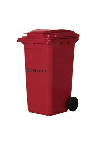 240 Litre Kırmızı Plastik Çöp Konteyneri Hey Çelik Pk - 095