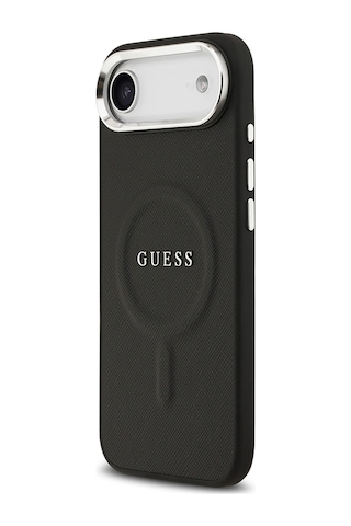 Apple Uyumlu iPhone 17 Air Kılıf Guess Lisanslı M-safe Özellikli Klasik Yazı Logolu Pu Deri Kapak Siyah Siyah